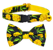 Yellow Chrysanthemum Bow Tie Cat Collar product photo 2 at CovePaws