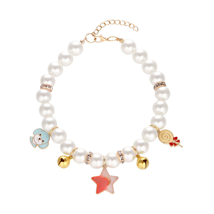 Hand Woven Pearl Cat Collar product image for cats at CovePaws