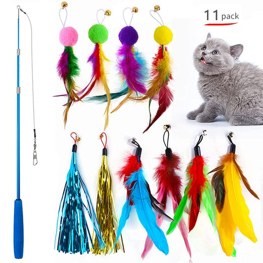 Retractable Cat Feather Wand Toy